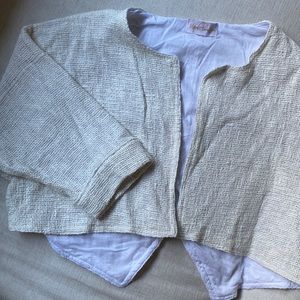 Cream Textured Bomber Jacket